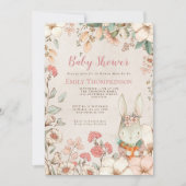Style Cute Bunny Florals Cream Baby shower Kaart (Voorkant)