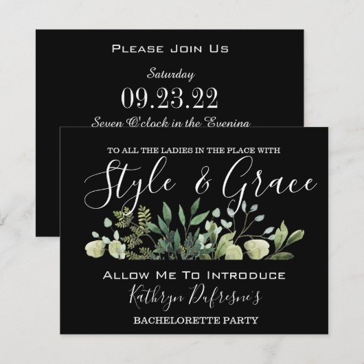 "Style & Grace" Bachelorette Party Invitation Kaart (Voorkant / Achterkant)