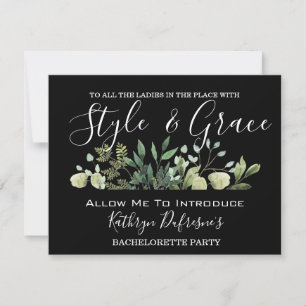 "Style & Grace" Bachelorette Party Invitation Kaart