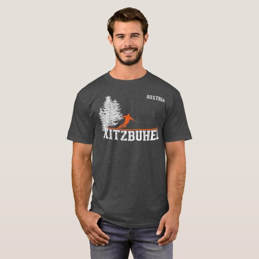 Style Kitzbuhel Aus  Skiing uit de jaren tachtig T-shirt (Voorkant volledig)