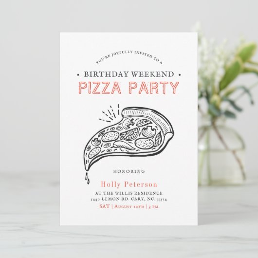  Style Pizza Party | Birthday Weekend Kaart (Staand voorkant)