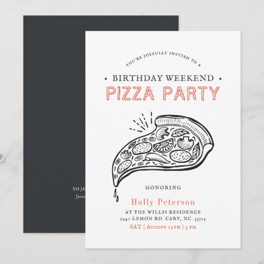  Style Pizza Party | Birthday Weekend Kaart (Voorkant / Achterkant)