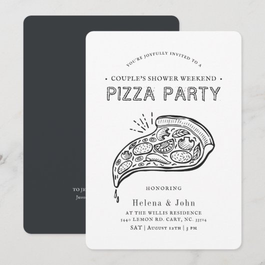  Style Pizza Party | Steenketel Invita Kaart (Voorkant / Achterkant)