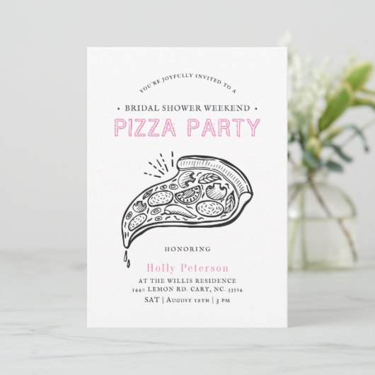  Style Pizza Party | Vrijgezellenfeest Pinks in Kaart (Staand voorkant)