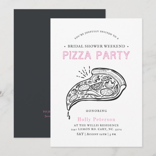  Style Pizza Party | Vrijgezellenfeest Pinks in Kaart (Voorkant / Achterkant)