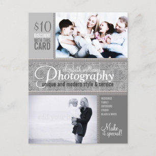 Style Tribal Silver Photography Business Postcard Briefkaart