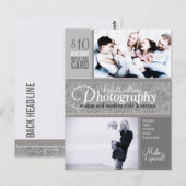 Style Tribal Silver Photography Business Postcard Briefkaart (Voorkant / Achterkant)