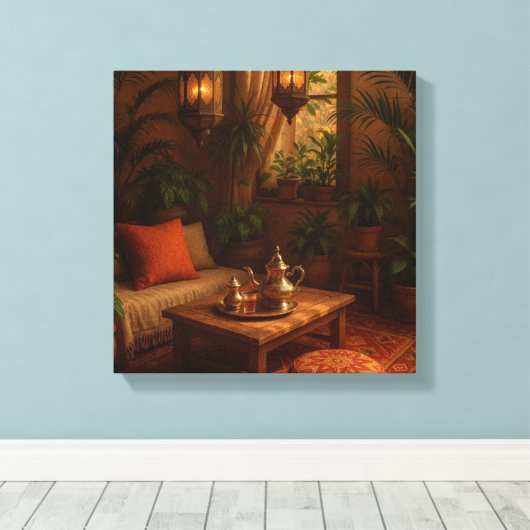  styled Moroccan boho Canvas Afdruk (Insitu (Houten vloer))