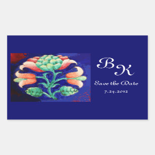 STYLESSTROOM, PINK GROEN BLAUWE MONOGRAM RECHTHOEKIGE STICKER