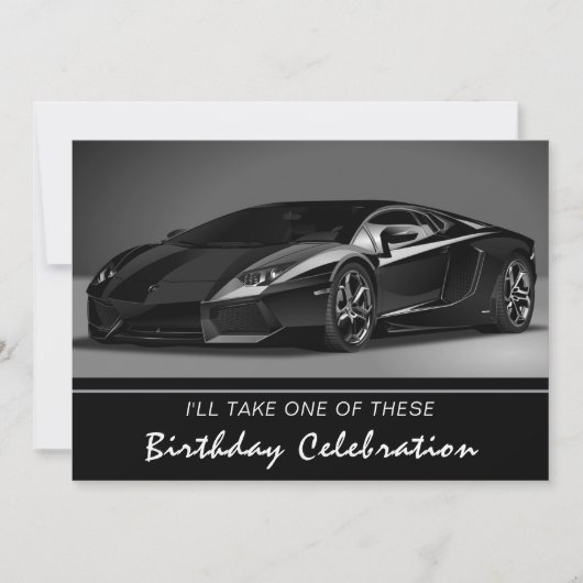 Stylin Fast Car Birthday Uitnodiging (Voorkant)