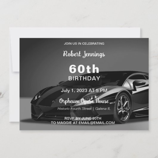 Stylin Fast Car Birthday Uitnodiging (Achterkant)