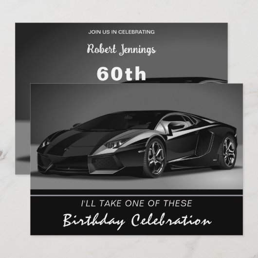 Stylin Fast Car Birthday Uitnodiging (Voorkant / Achterkant)