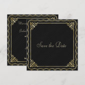 Stylin Gold Border Save the Date (Voorkant / Achterkant)