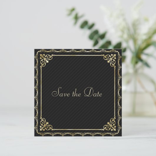Stylin Gold Border Save the Date (Staand voorkant)