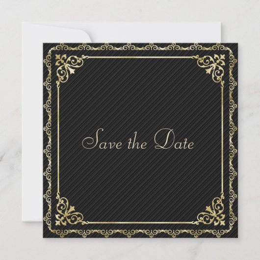 Stylin Gold Border Save the Date (Voorkant)