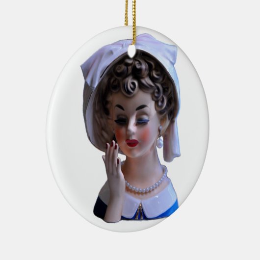 Stylin’ Lady Head Vase Manicure Pet Eyelashes Keramisch Ornament (Rechts)