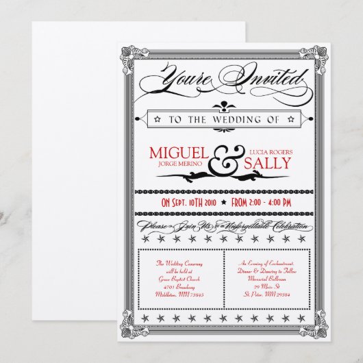 Stylin Metallic Red & Black DIY Weddenschap Kaart (Voorkant / Achterkant)