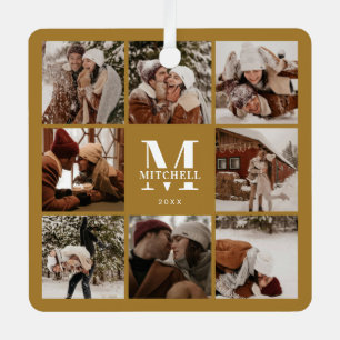 Stylis Eenvoudig Paar Fotocollage   Monogram cadea Metalen Ornament