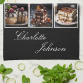 Stylis Zwart & Wit 4 Fotodesserts Gepersonaliseerd Theedoek (Gevouwen)