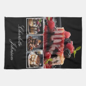 Stylis Zwart & Wit 4 Fotodesserts Gepersonaliseerd Theedoek (Horizontaal)