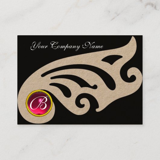 STYLISCH WINGS FUCHSIA RED RUBY GEMSTONE MONOGRAM VISITEKAARTJE (Achterkant)