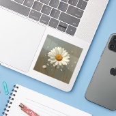 stylised blooming daisy paintings, sticker (Laptop met iPhone)