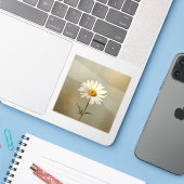 stylised blooming daisy paintings sticker (Laptop met iPhone)