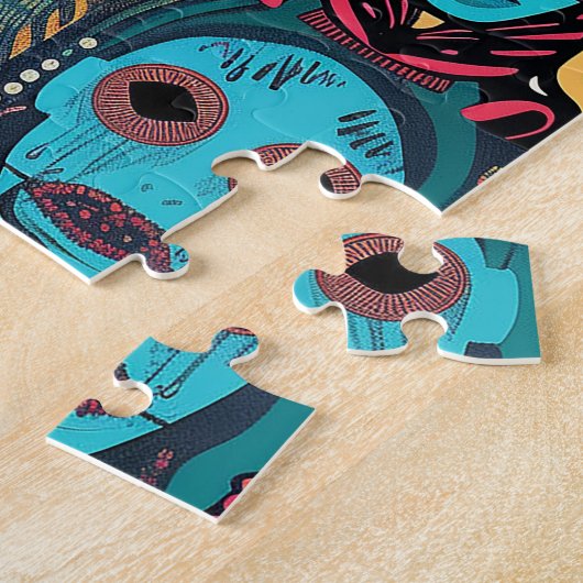 Stylised Patchwork of Skulls & Heads Legpuzzel (Zijkant)