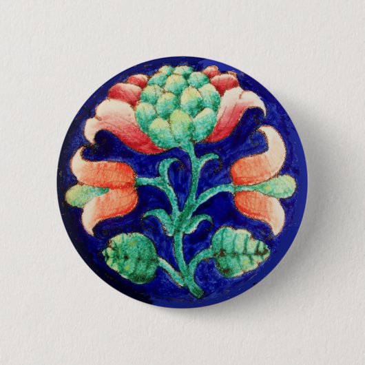 STYLISEERD PINKSTROOM, BLAUWE GROENE STROOM RONDE BUTTON 5,7 CM (Voorkant)