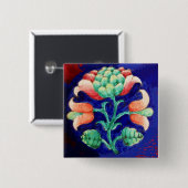 STYLISEERD PINKSTROOM, BLAUWE GROENE STROOM VIERKANTE BUTTON 5,1 CM (Voorkant /achterkant)