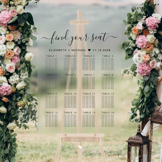 Stylish 16 Table Wedding Seating Acryl Bord