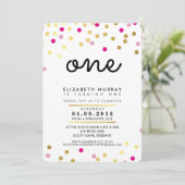 STYLISH 1ST verjaardagsfeestje INVITE roze gouden  Kaart (Staand voorkant)