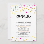 STYLISH 1ST verjaardagsfeestje INVITE roze gouden  Kaart (Voorkant)