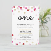 STYLISH 1ST verjaardagsfeestje INVITE roze gouden  Kaart (Staand voorkant)