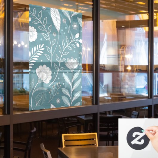 Stylish 24x36 Floral Transparent Window Cling Déco Raamsticker (Restaurant Raam)