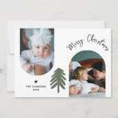Stylish 2 Photo Arch Pine Minimalist Christmas  Feestdagenkaart (Voorkant)
