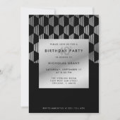 Stylish 40th Birthday Faux Silver Foil Black Kaart (Voorkant)