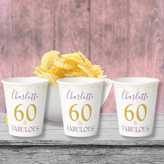 Stylish 60 and Fabulous Birthday Party Papieren Bekers
