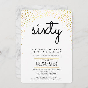 STYLISH 60E verjaardag INVITE Gold confetti Kaart