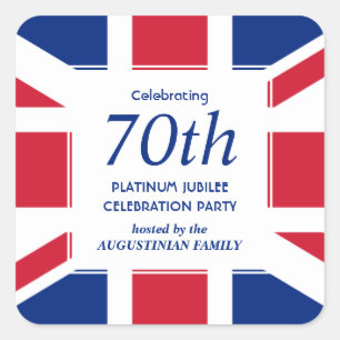 Stylish 70th Platinum Jubilee UNION JACK Vierkante Sticker