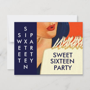 STYLISH ABSTRACTE SWEET SIXTEEN 16 PARTIJINVITATIE KAART