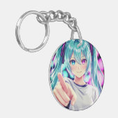 "Stylish Acrylic Circle Keychain  Durable " (Voorkant Links)