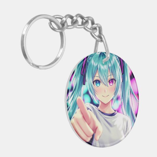 "Stylish Acrylic Circle Keychain  Durable " (Voorkant Links)
