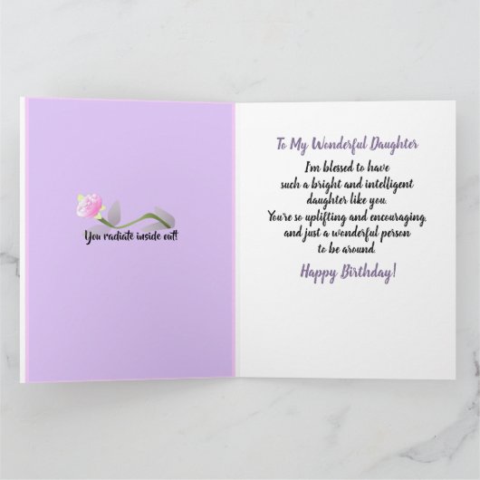 Stylish African American Daughter & Cake Birthday Kaart (Binnen)