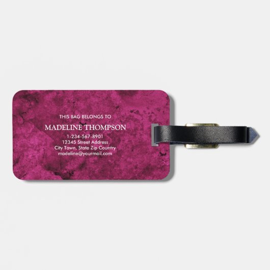Stylish Agate Geode Pink Magenta Monogram Bagagelabel (Achterkant horizontaal)