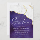 Stylish Agate & Marble 16th Birthday Kaart (Voorkant)