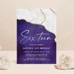 Stylish Agate & Marble 16th Birthday Kaart<br><div class="desc">Geniet in stijl met deze leuke en trendy 16de verjaardagsuitnodigingen. Het ontwerp is gemakkelijk te personaliseren en uw gasten zullen enthousiast zijn wanneer zij deze stijlvolle uitnodigingen ontvangen.</div>