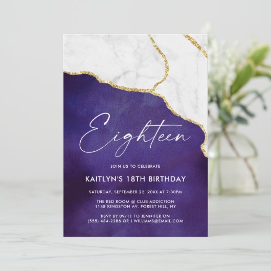 Stylish Agate & Marble 18th Birthday Kaart (Staand voorkant)
