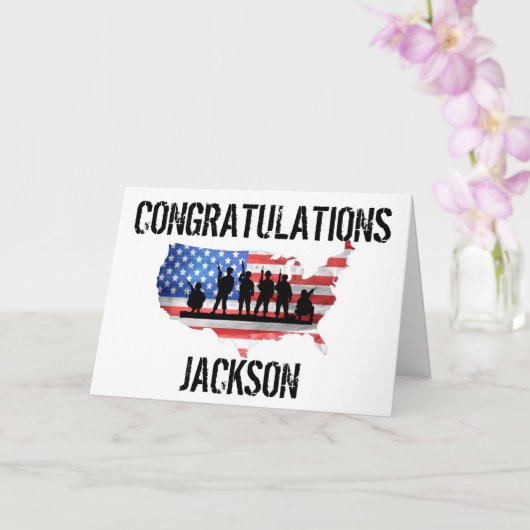 Stylish American Personalized Army Afstuderen Kaar Kaart (Orchidee)
