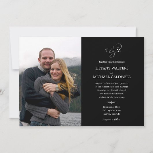 Stylish Ampersand Wedding Photo Invitation Kaart (Voorkant)